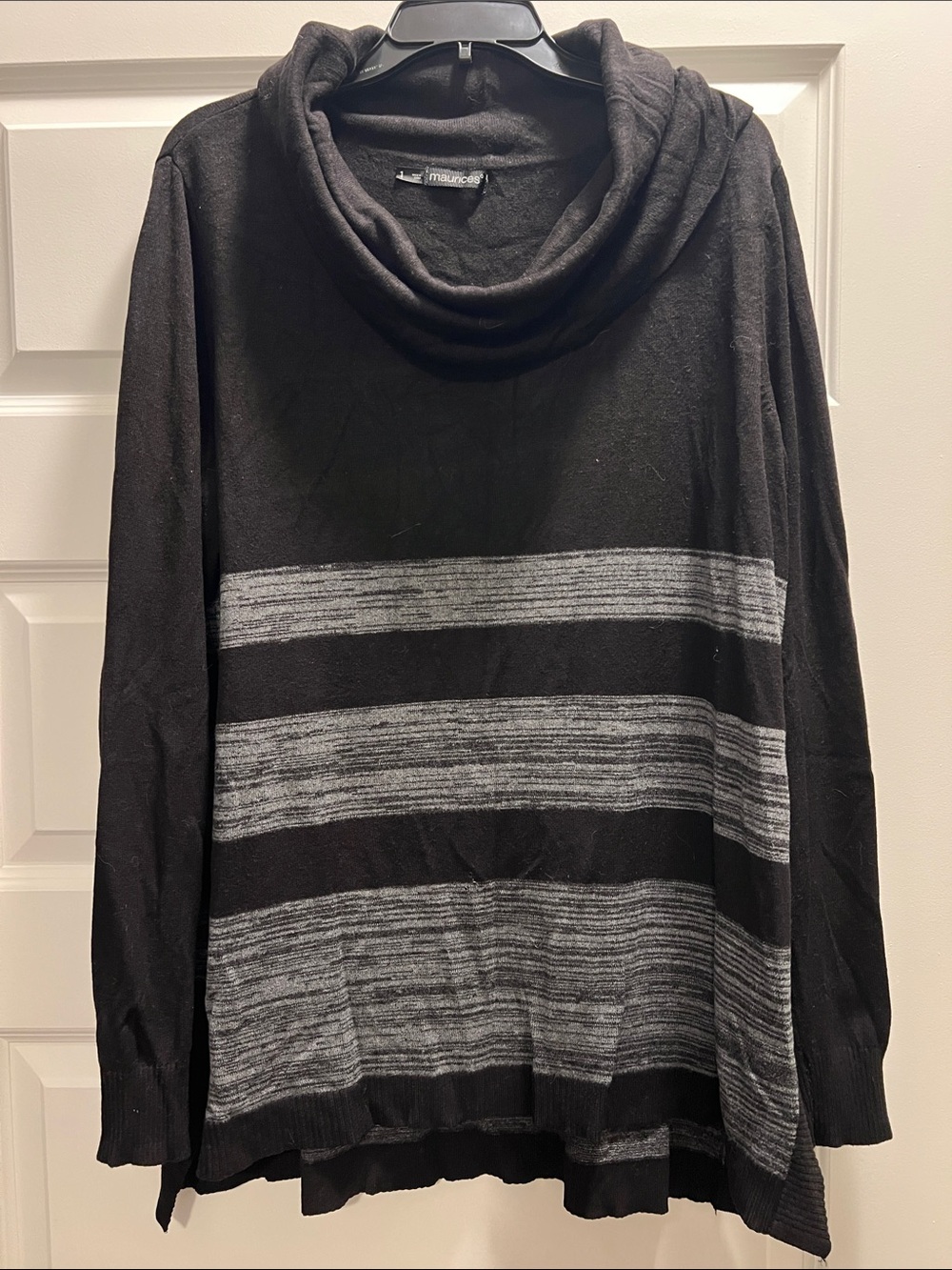 Maurice’s Black and Gray Striped Turtleneck Sweater